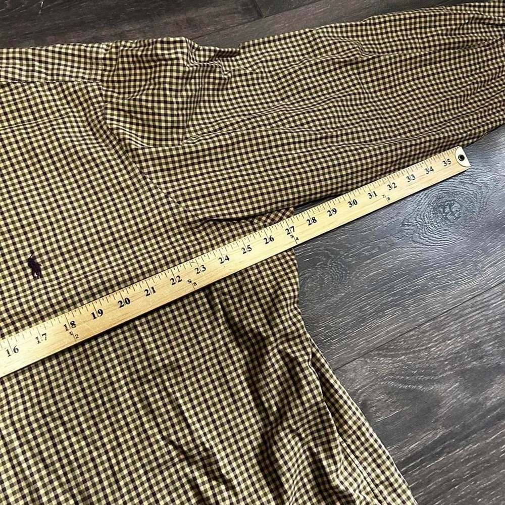 Vintage Polo Ralph Lauren classic fit cream tan checkered L/S cotton shirt XXL - Picture 5 of 5